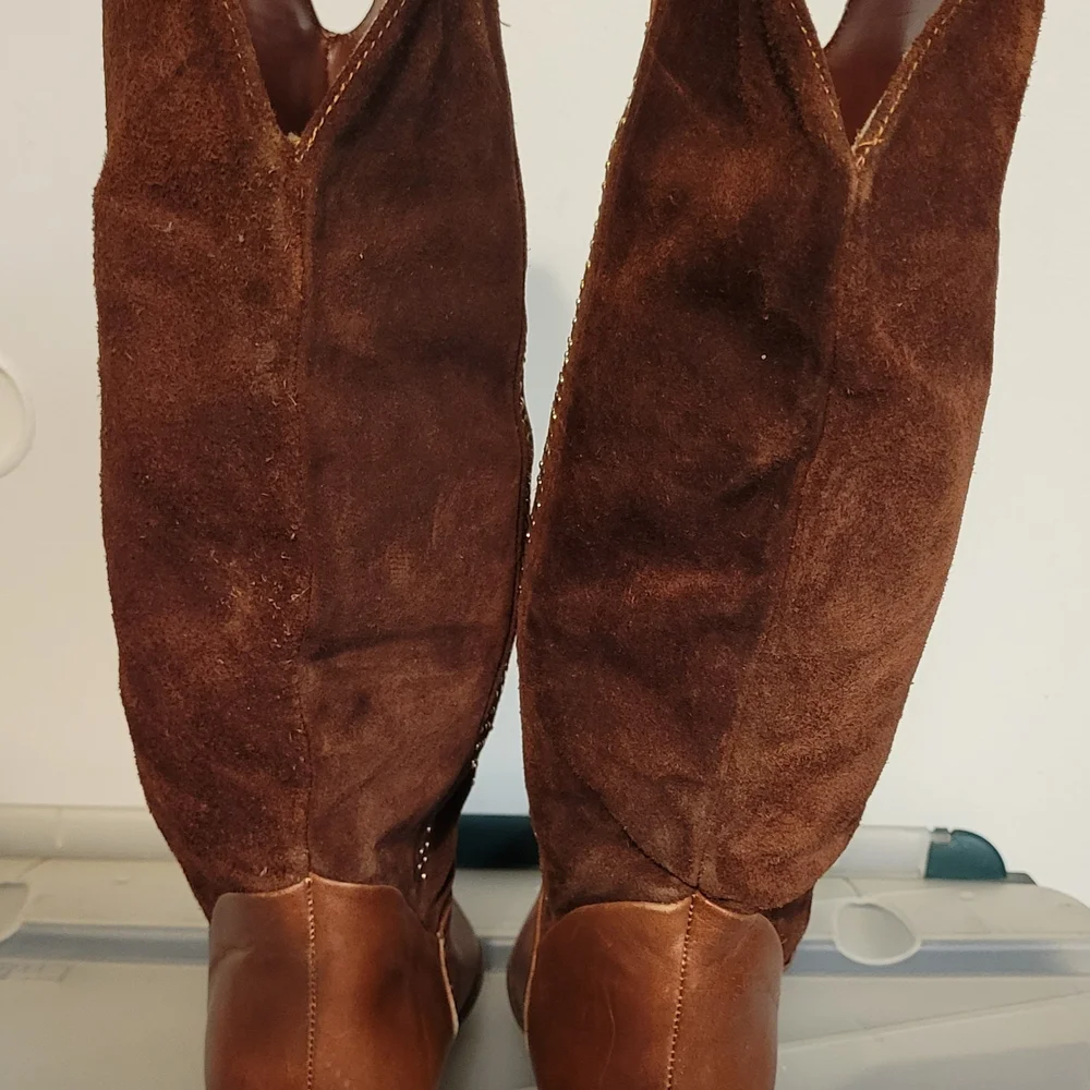 Pazzo Brown Western Leather Boots Size 10 Cowboy Style Pull Distressed Leather - Picture 5 of 9